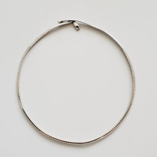 Vintage Sterling Omega Chain Choker Necklace 925 Silver Italy 18” 3mm